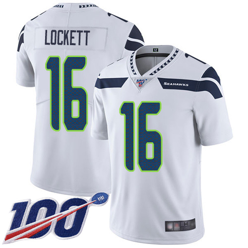 Seattle Seahawks Limited White Men Tyler Lockett Road Jersey NFL Football #16 100th Season Vapor Untouchable